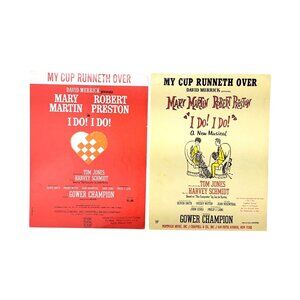 Vintage Sheet Music I Do! I Do! My Cup Runneth Over 1966 Lot Of 2 Tom Jones Ames